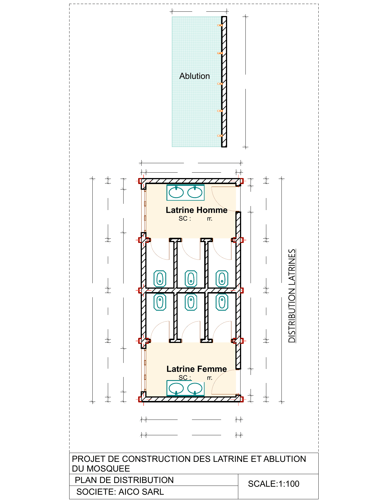 Mosquée — Latrines et bloc d'ablutions