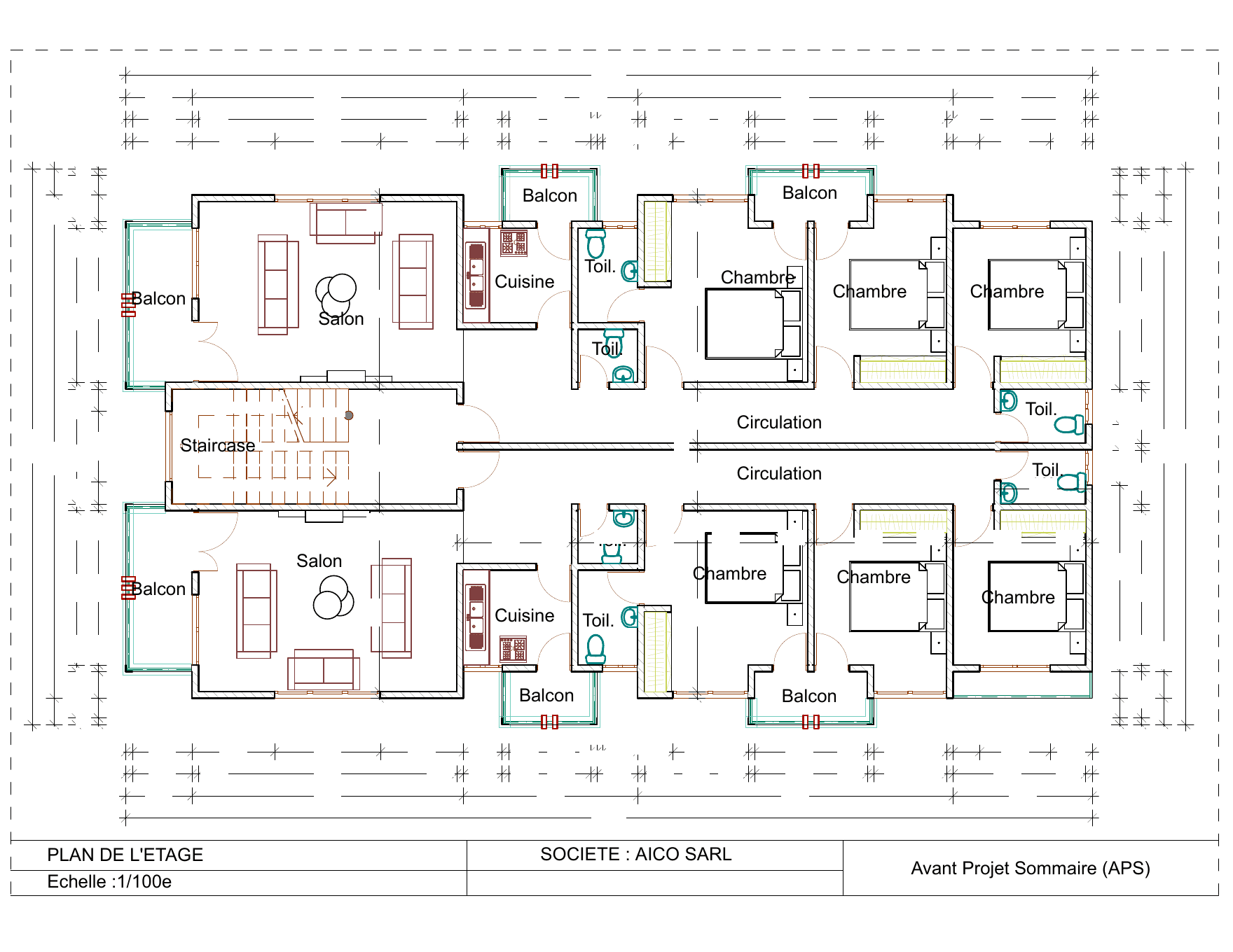 Immeuble R+2 — Plan de distribution