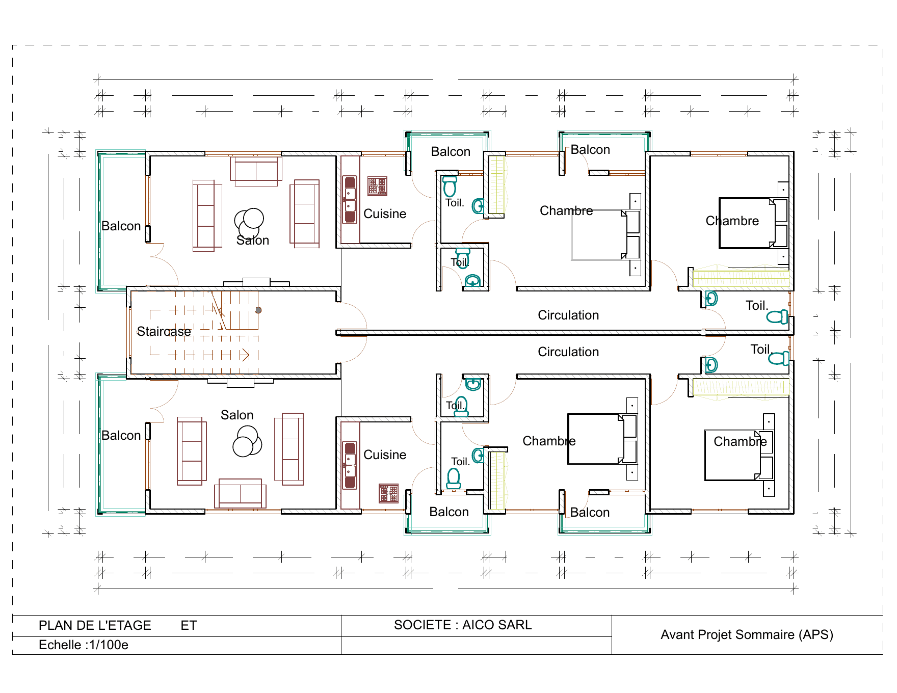Immeuble R+3 — Étages 1, 2 et 3