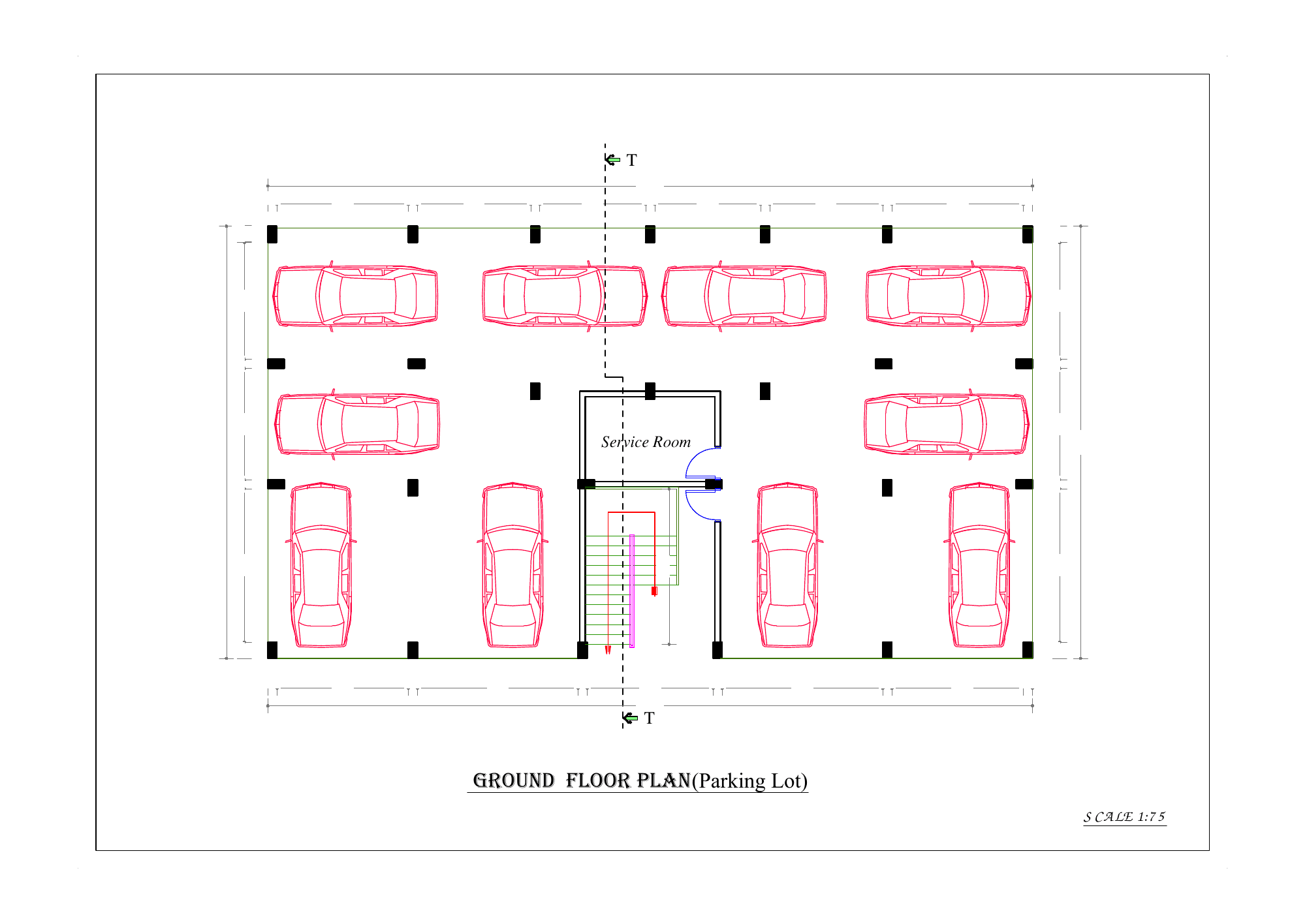 Immeuble R+4 — Rez-de-chaussée — parking
